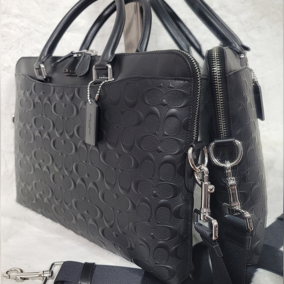 NWT COACH RARE SIGNATURE LEATHER DESIGNER BUSINESS BAG laptop computer Atache - Picture 10 of 14